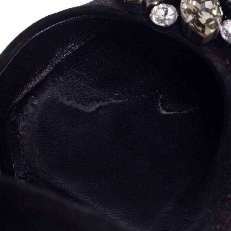 Pre Owned Dolce & Gabbana Black Suede Crystal Embellished Bellucci  Pumps Size 40
