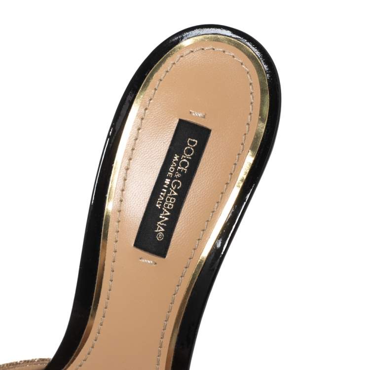 Pre Owned Dolce & Gabbana Brown Animal Print Canvas Slide Sandals Size 38