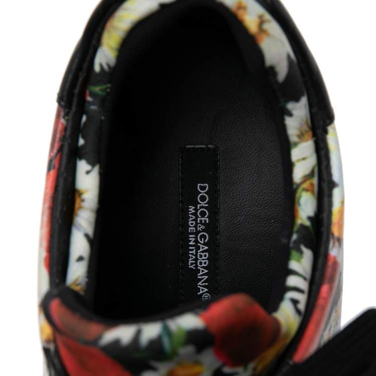 Pre Owned Dolce & Gabbana Multicolor Floral Printed Canvas and Leather Low-Top Sneakers Size 39.5