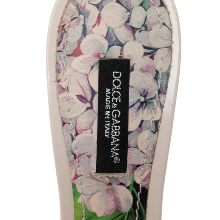 Pre Owned Dolce & Gabbana  Multicolor Patent Crystal Embellished Flower Slide Sandals Size 35