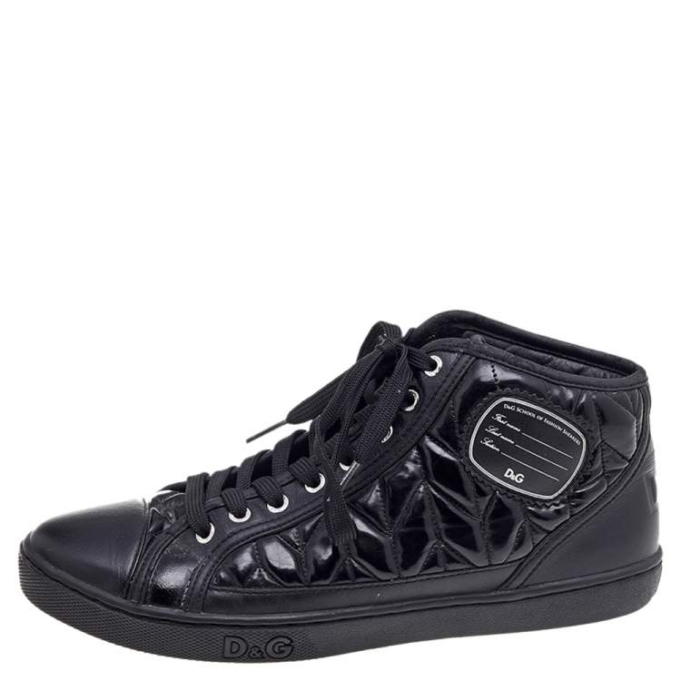 Pre Owned Dolce & Gabbana Black Leather High Top  Sneakers Size 39