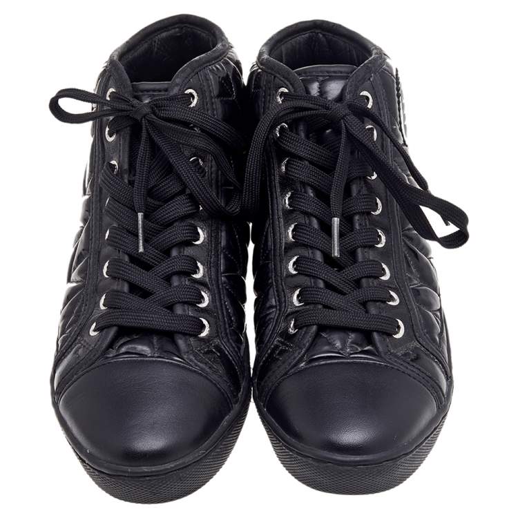 Pre Owned Dolce & Gabbana Black Leather High Top  Sneakers Size 39