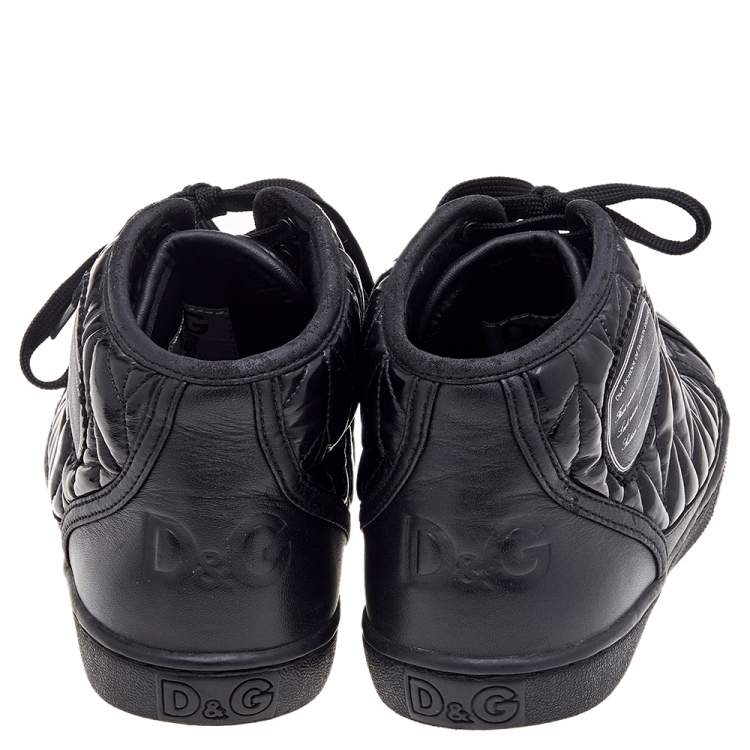 Pre Owned Dolce & Gabbana Black Leather High Top  Sneakers Size 39