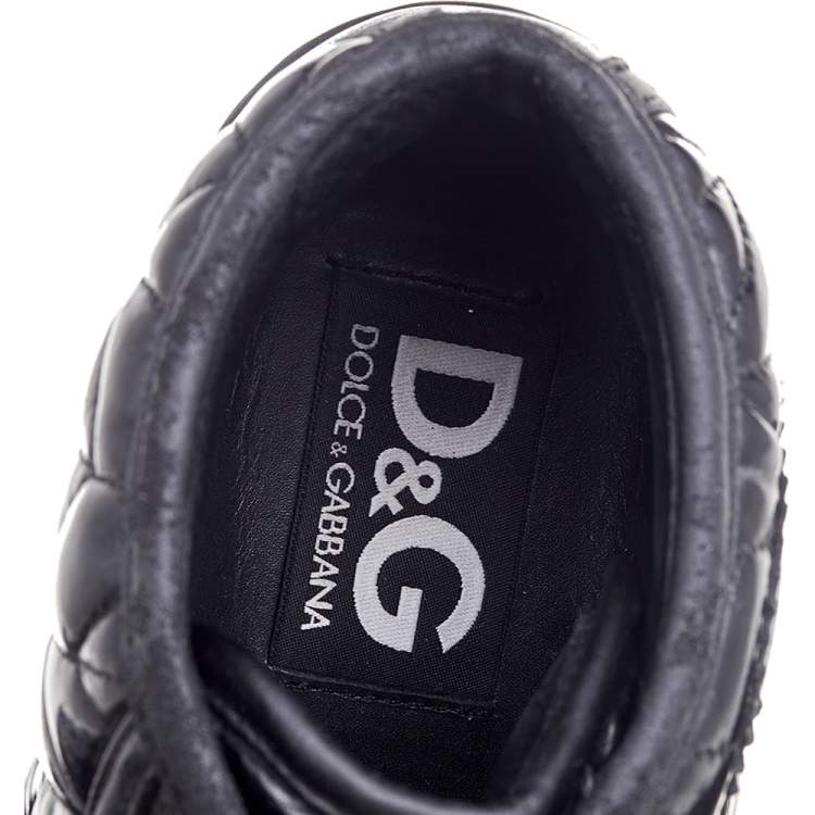 Pre Owned Dolce & Gabbana Black Leather High Top  Sneakers Size 39