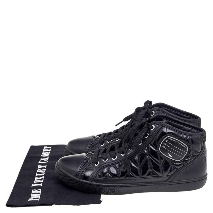 Pre Owned Dolce & Gabbana Black Leather High Top  Sneakers Size 39