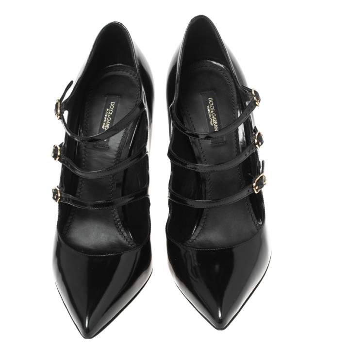Pre Owned Dolce & Gabbana Black Patent Leather Pointed Toe Pumps Size 39.5