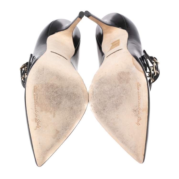 Pre Owned Dolce & Gabbana Black Patent Leather Pointed Toe Pumps Size 39.5