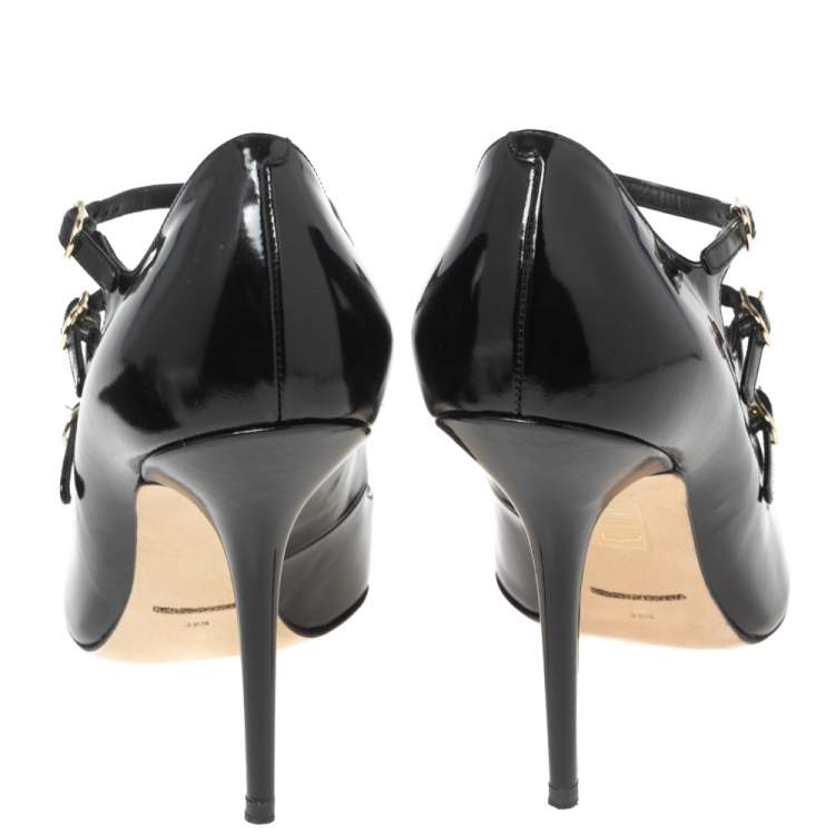 Pre Owned Dolce & Gabbana Black Patent Leather Pointed Toe Pumps Size 39.5