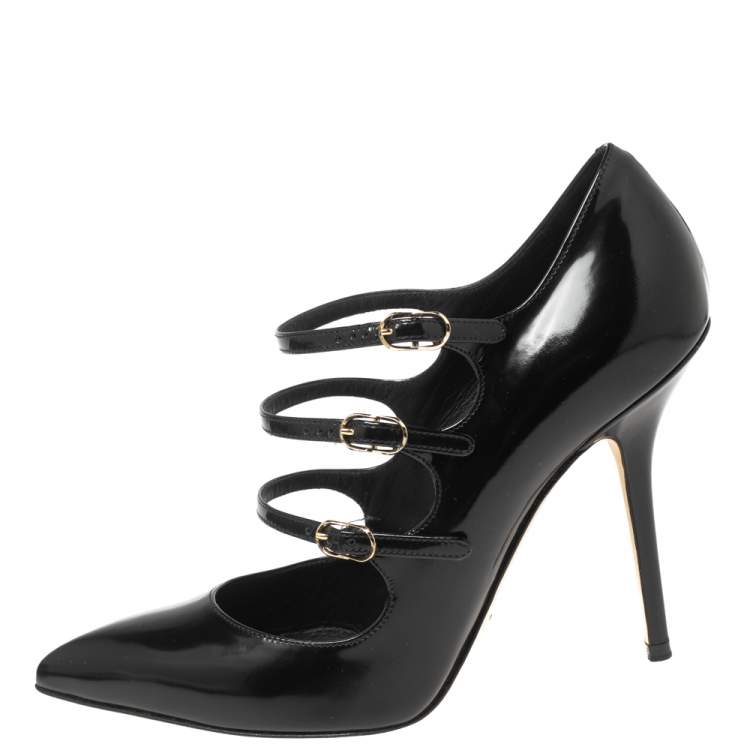 Pre Owned Dolce & Gabbana Black Patent Leather Pointed Toe Pumps Size 39.5