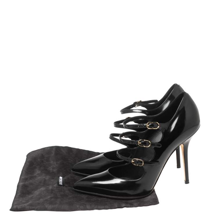 Pre Owned Dolce & Gabbana Black Patent Leather Pointed Toe Pumps Size 39.5