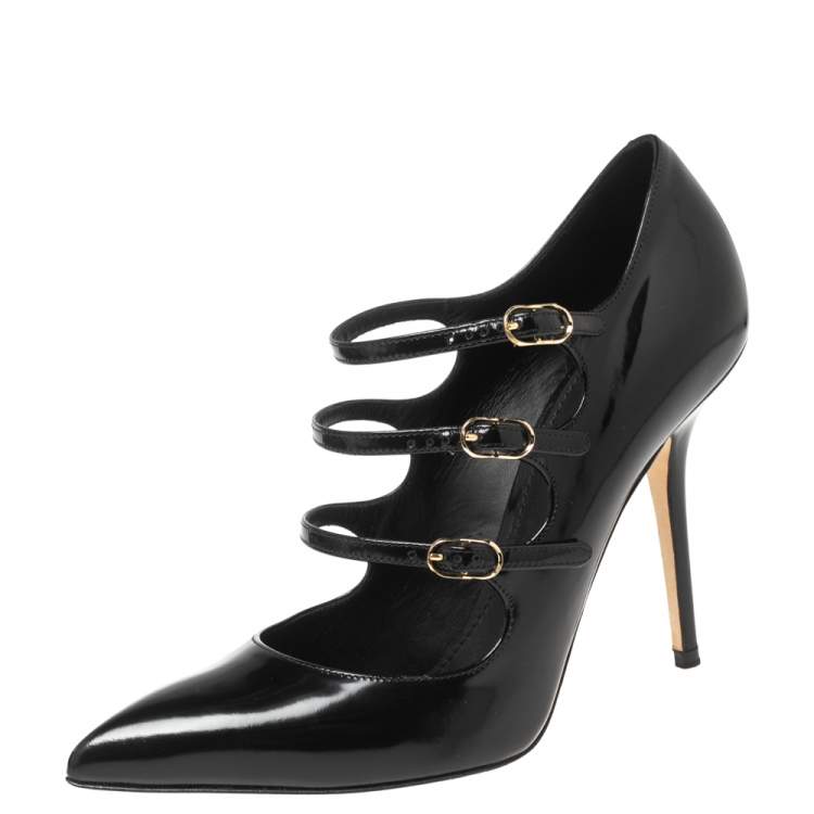 Pre Owned Dolce & Gabbana Black Patent Leather Pointed Toe Pumps Size 39.5