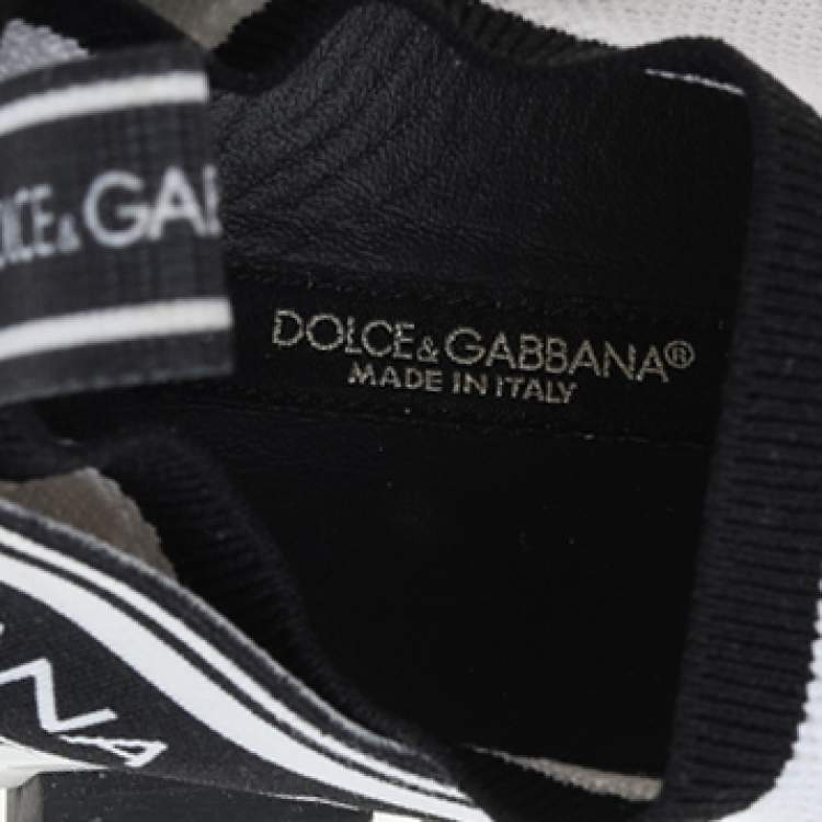 Pre Owned Dolce & Gabbana White Knit Fabric Sorrento Slip on Sneakers Size 36.5