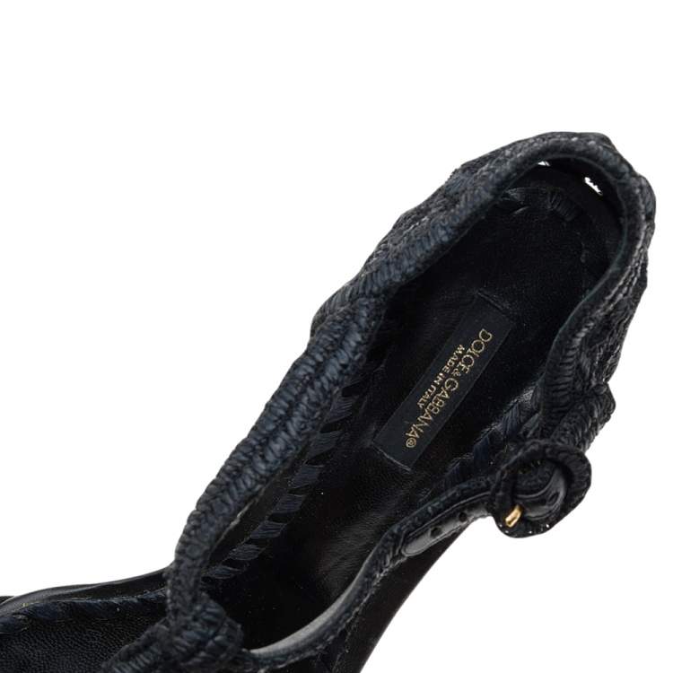 Pre Owned Dolce & Gabbana Black Fabric T-Strap Sandals Size 41
