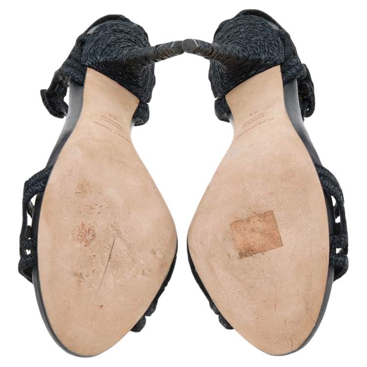Pre Owned Dolce & Gabbana Black Fabric T-Strap Sandals Size 41