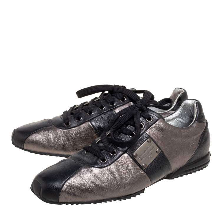مملوكة مسبقًا Dolce & Gabbana Black/Metallic Leather Low Top Sneakers Size 40