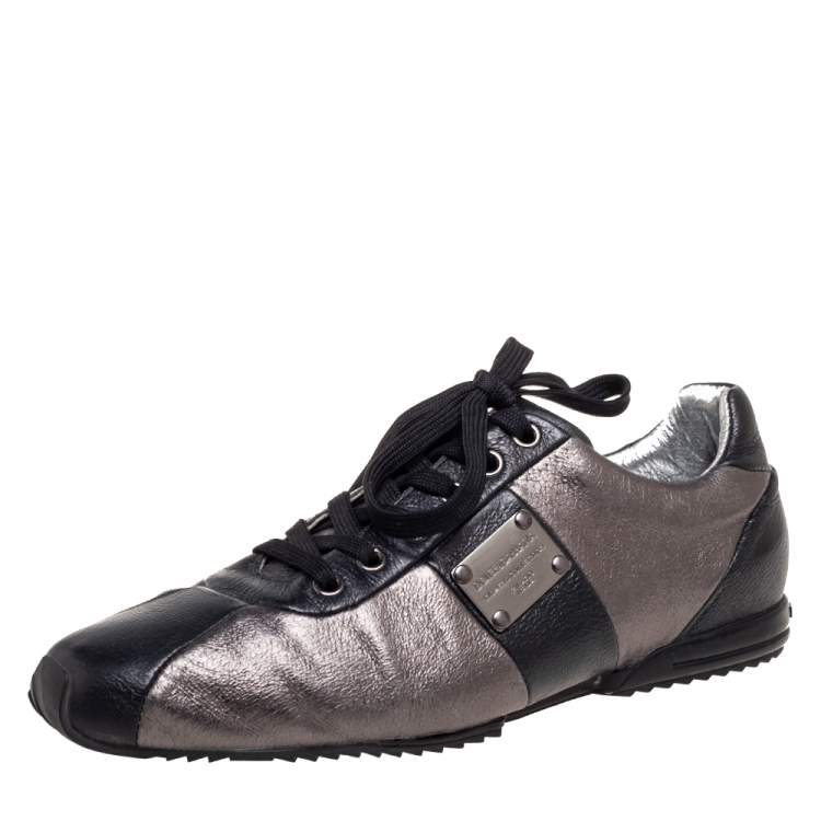 مملوكة مسبقًا Dolce & Gabbana Black/Metallic Leather Low Top Sneakers Size 40