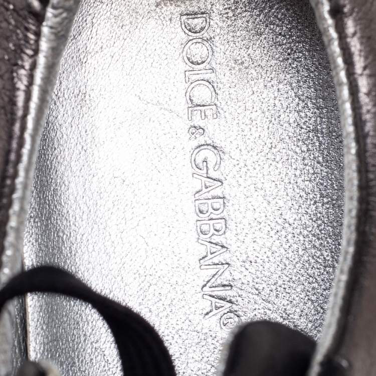 مملوكة مسبقًا Dolce & Gabbana Black/Metallic Leather Low Top Sneakers Size 40