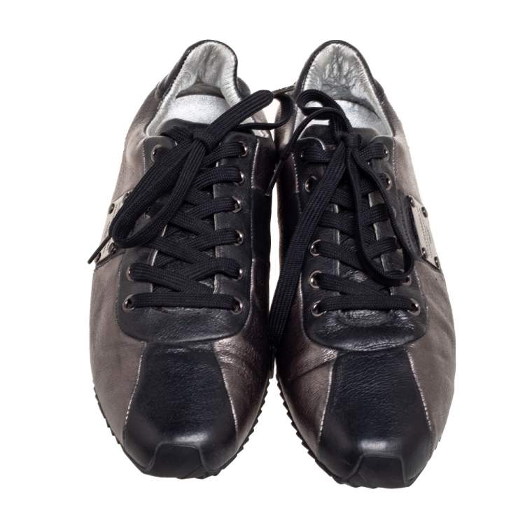مملوكة مسبقًا Dolce & Gabbana Black/Metallic Leather Low Top Sneakers Size 40