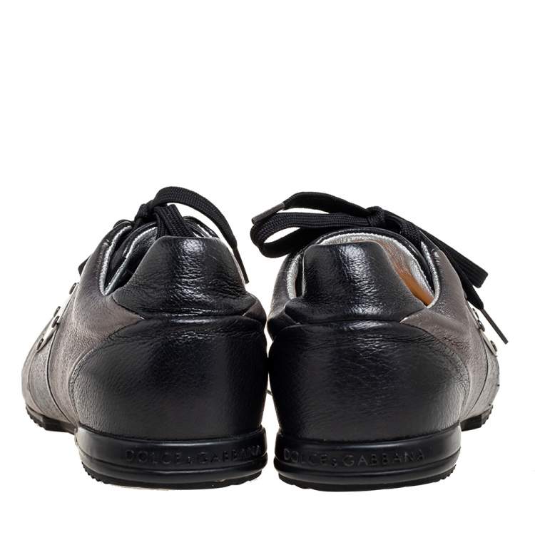 مملوكة مسبقًا Dolce & Gabbana Black/Metallic Leather Low Top Sneakers Size 40