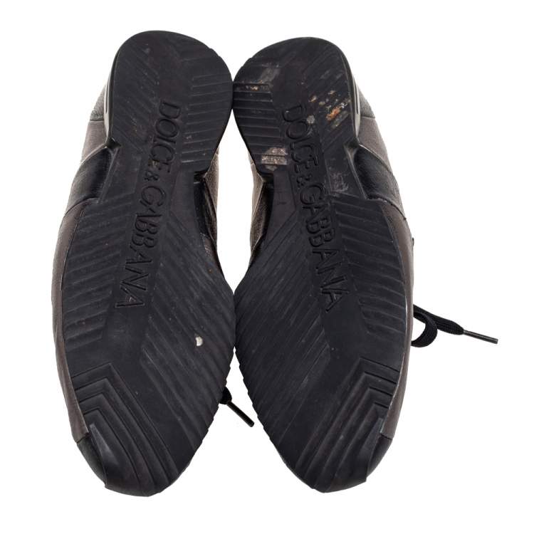 مملوكة مسبقًا Dolce & Gabbana Black/Metallic Leather Low Top Sneakers Size 40