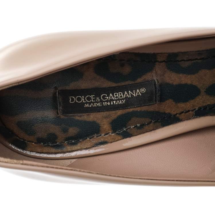 Pre Owned Dolce & Gabbana Beige Patent Leather Pointed Toe Pumps Size 37.5