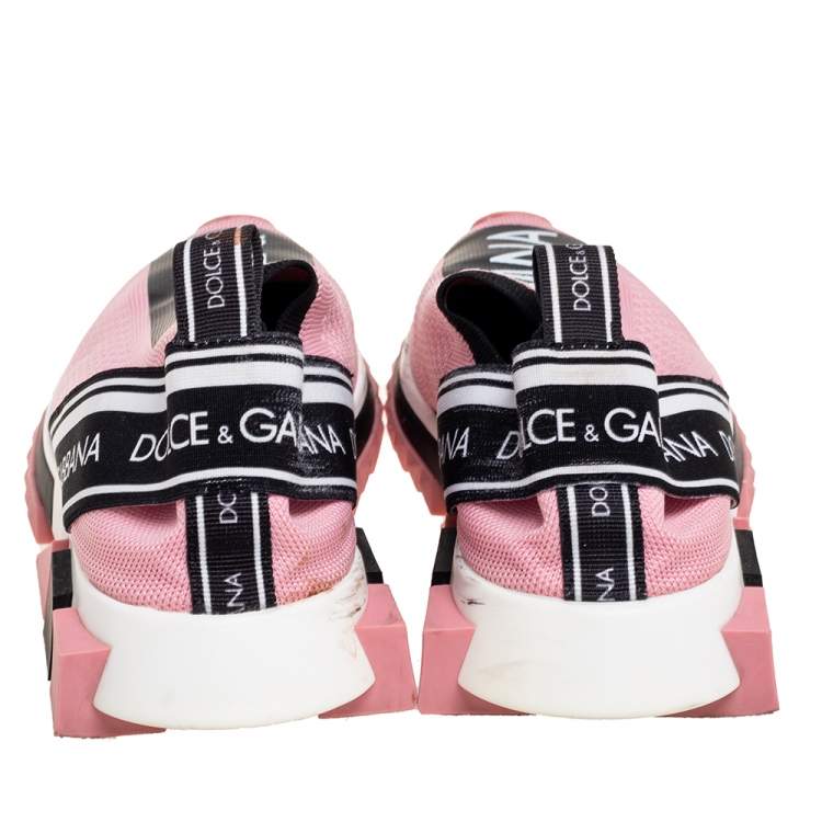 Pre Owned Dolce & Gabbana Pink Stretch Fabric Sorrento Slip-On Sneakers Size 39