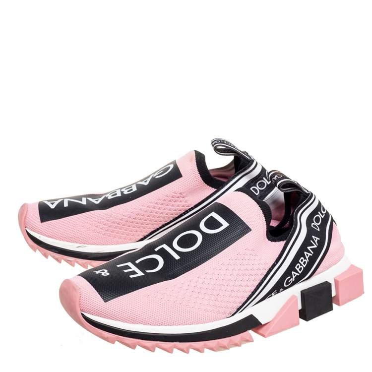 Pre Owned Dolce & Gabbana Pink Stretch Fabric Sorrento Slip-On Sneakers Size 39