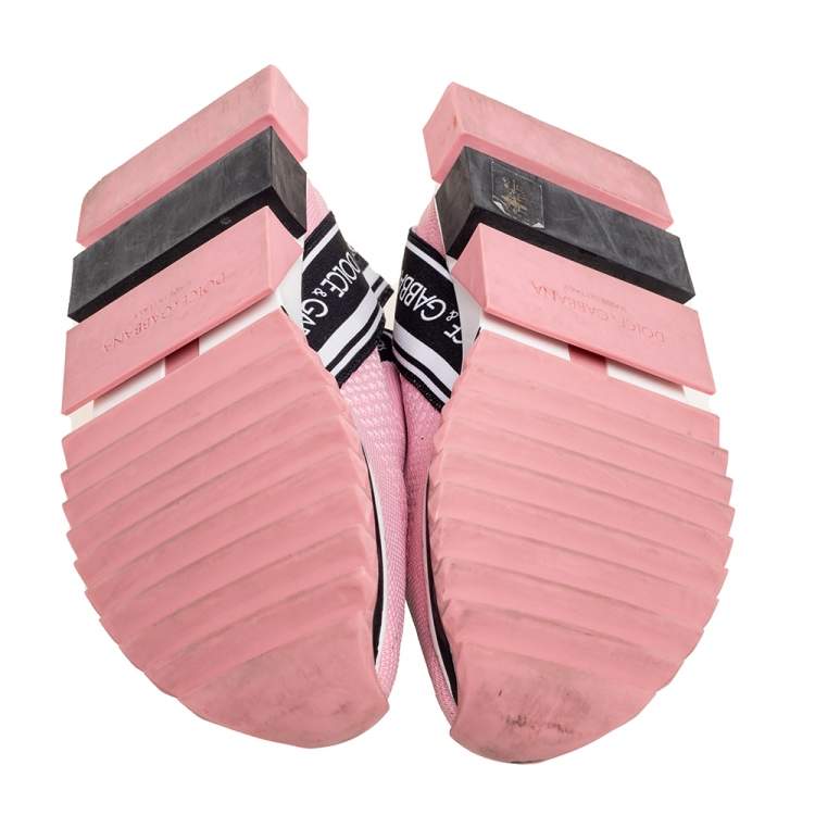 Pre Owned Dolce & Gabbana Pink Stretch Fabric Sorrento Slip-On Sneakers Size 39