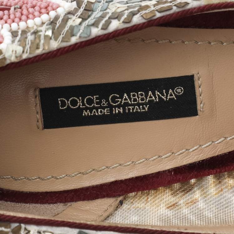 Pre Owned Dolce & Gabbana Multicolor Beads And Sequins Embellished Pointed Toe Pumps Size 36.5