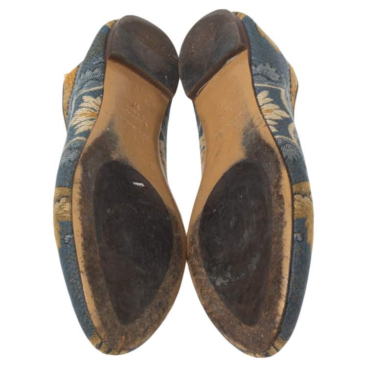 Pre Owned Dolce & Gabbana Multicolor Brocade Embellished Slip On Loafers Size 37