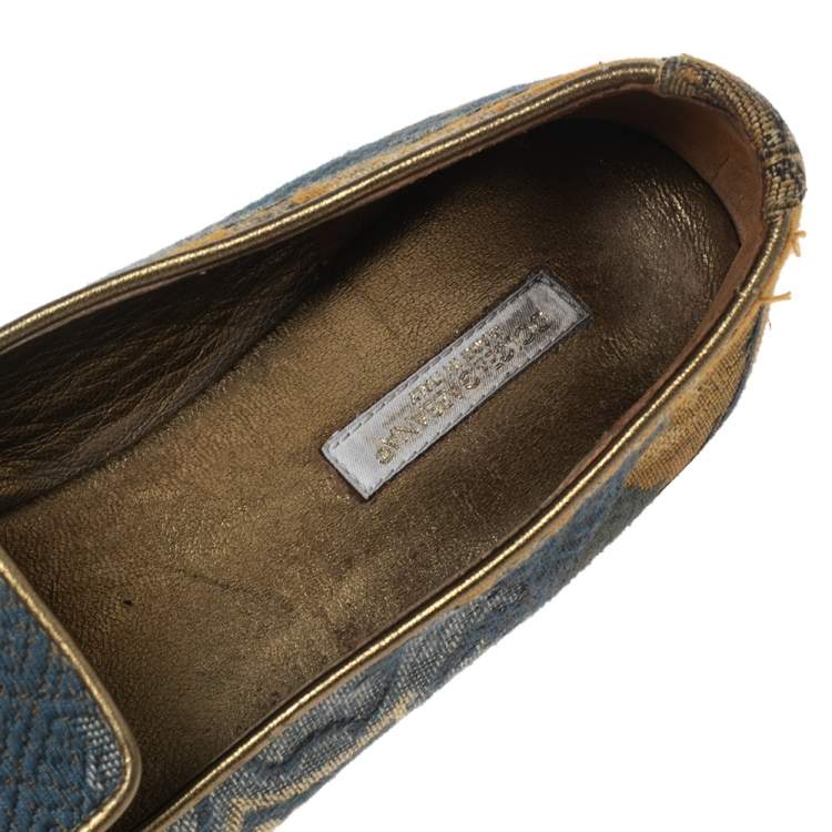 Pre Owned Dolce & Gabbana Multicolor Brocade Embellished Slip On Loafers Size 37