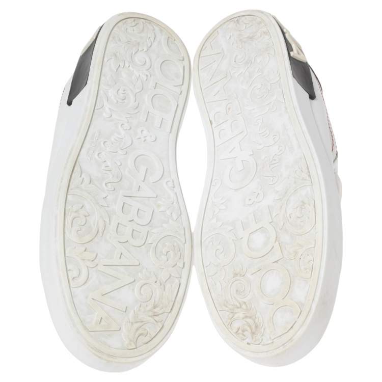 مملوكة مسبقًا Dolce & Gabbana White Leather  Nappa Portofino Lace-Up Sneakers Size 39