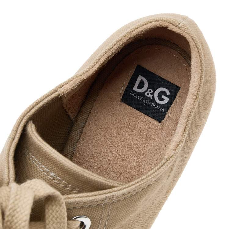 مملوكة مسبقًا Dolce & Gabbana Beige Canvas Lace Up Wedge Sneakers Size 38