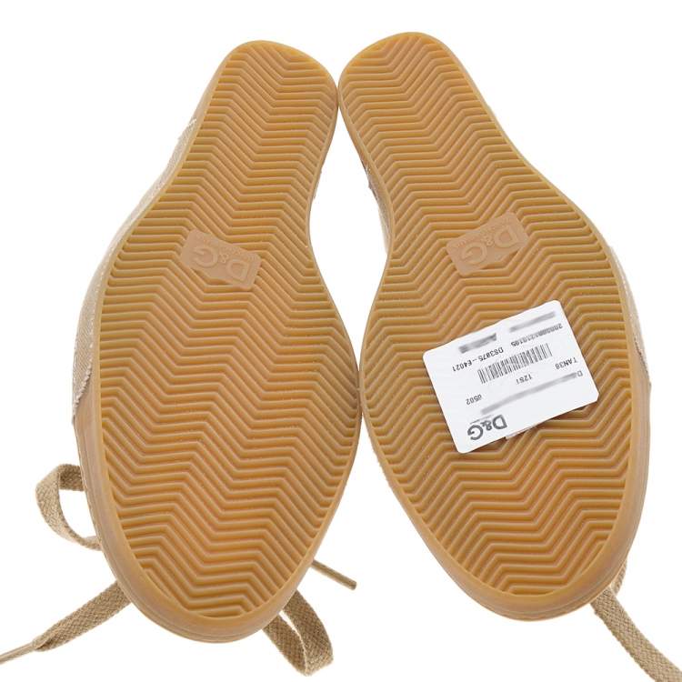 مملوكة مسبقًا Dolce & Gabbana Beige Canvas Lace Up Wedge Sneakers Size 38