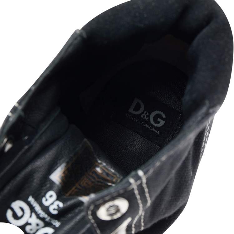 Pre Owned Dolce & Gabbana Black Suede Wedge Sneakers Size 36