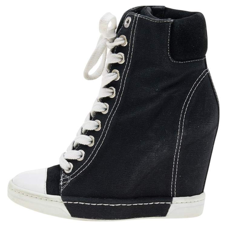 Black suede sales wedge sneakers