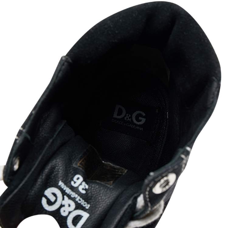 Pre Owned Dolce & Gabbana Black Suede Wedge Sneakers Size 36