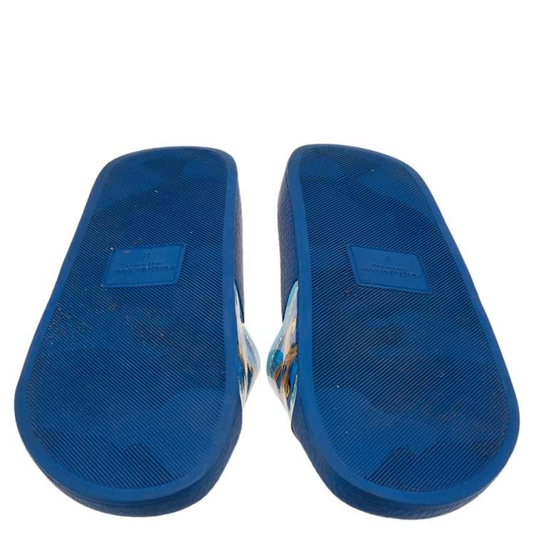 Pre Owned Dolce & Gabbana Multicolor Majolica Printed Patent Leather Flat Slides Size 37