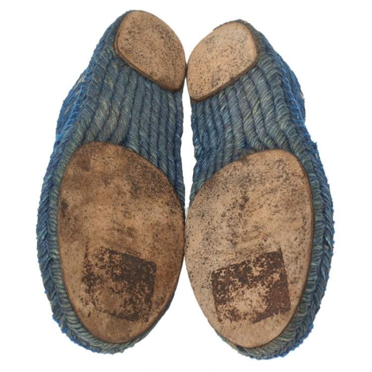 Pre Owned Dolce & Gabbana Blue Lace Espadrille Flats Size 37