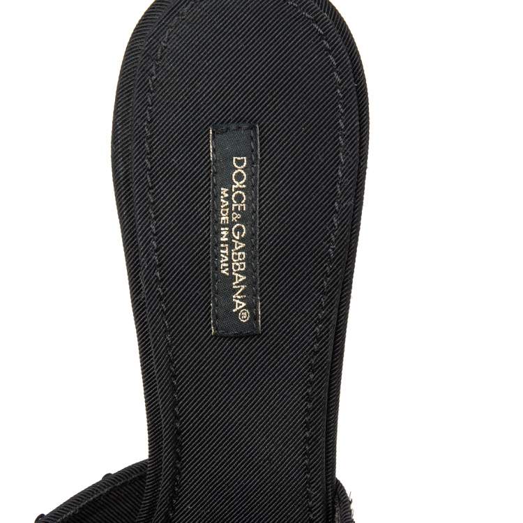 Pre Owned Dolce & Gabbana Black Sequins Open Toe Slides Sandals Size 36.5