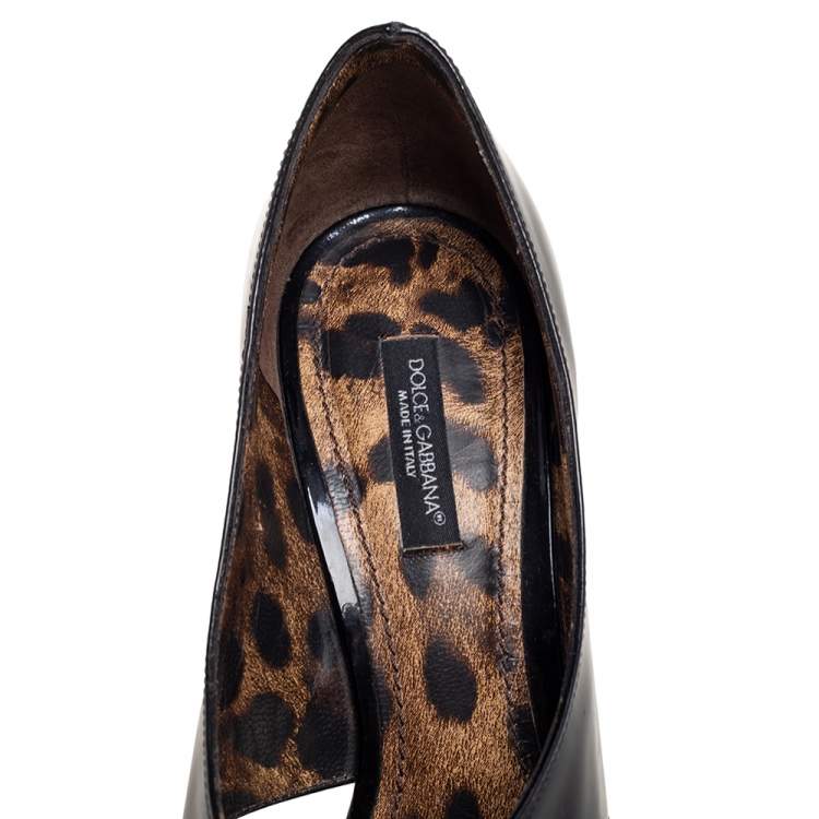 Pre Owned Dolce & Gabbana Black Patent Leather Open-Toe Pumps Size 37