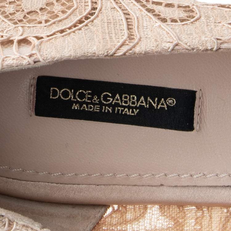 Pre Owned Dolce & Gabbana Pink Lace Crystal Embellished Taormina Ballet Flats Size 40