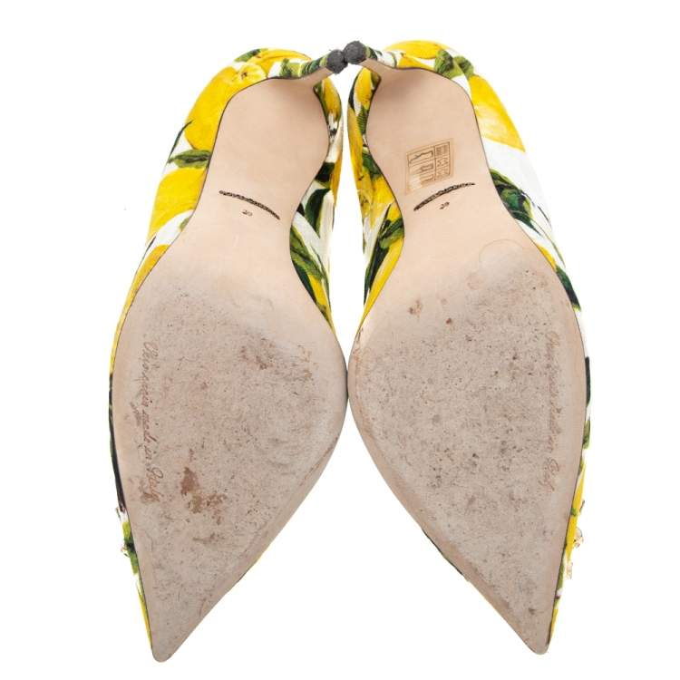 Pre Owned Dolce & Gabbana Multicolor Floral Print Brocade Fabric Crystal Embellished Pumps Size 39