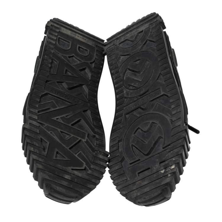 Pre Owned Dolce & Gabbana Black/Brown Leopard Print Fabric and Suede Low Top Sneakers Size 37