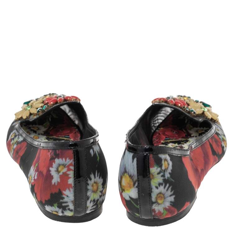 مملوكة مسبقًا Dolce & Gabbana  Multicolor Net Embellished Ballet Flats Size 37.5