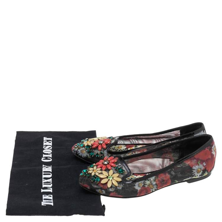 مملوكة مسبقًا Dolce & Gabbana  Multicolor Net Embellished Ballet Flats Size 37.5