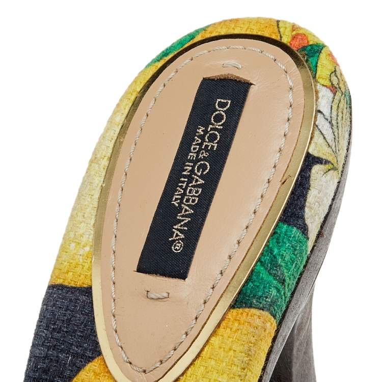 Pre Owned Dolce & Gabbana Black PVC And Straw Platform Slide Sandals Size 36