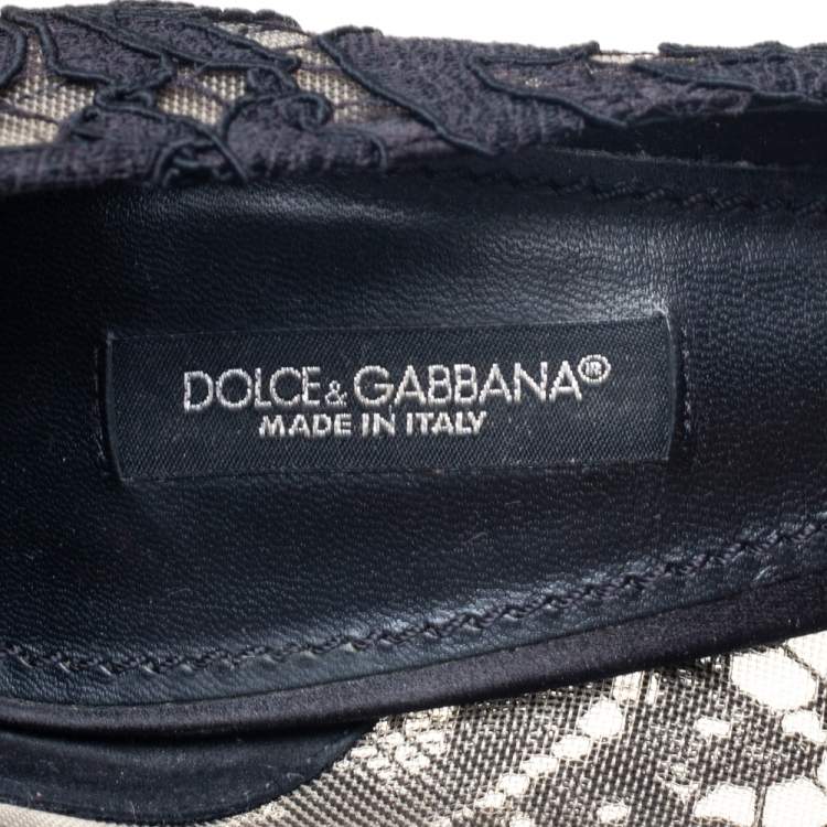 Pre Owned Dolce & Gabbana Black Lace Bellucci Pumps Size 38.5