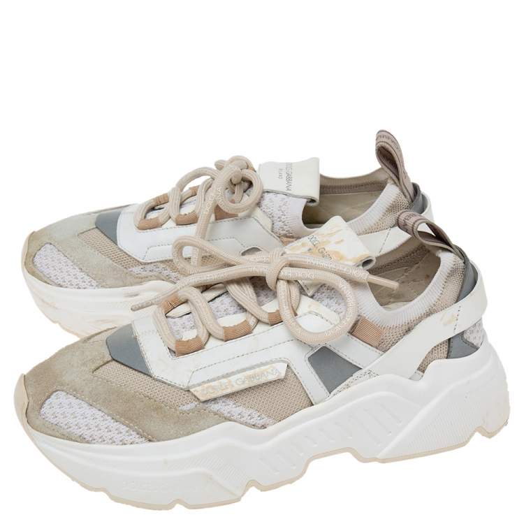 Pre Owned Dolce & Gabbana Multicolor Suede And Knit Fabric Hex Daymaster Low Top Sneakers Size 37.5