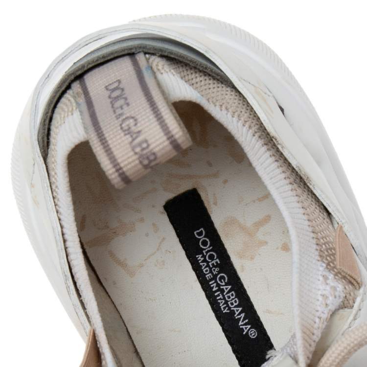Pre Owned Dolce & Gabbana Multicolor Suede And Knit Fabric Hex Daymaster Low Top Sneakers Size 37.5